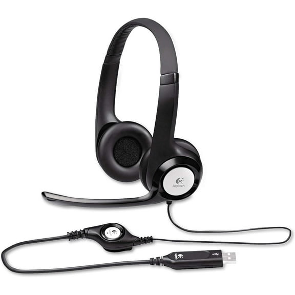 Pre-Owned Logitech Over-Ear Computer Headset with Enhanced Digital Audio and in-Line Controls, Black