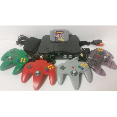 Pre-Owned Used Nintendo 64 N64 console with Super Smash Bros and 4 controllers Bundle