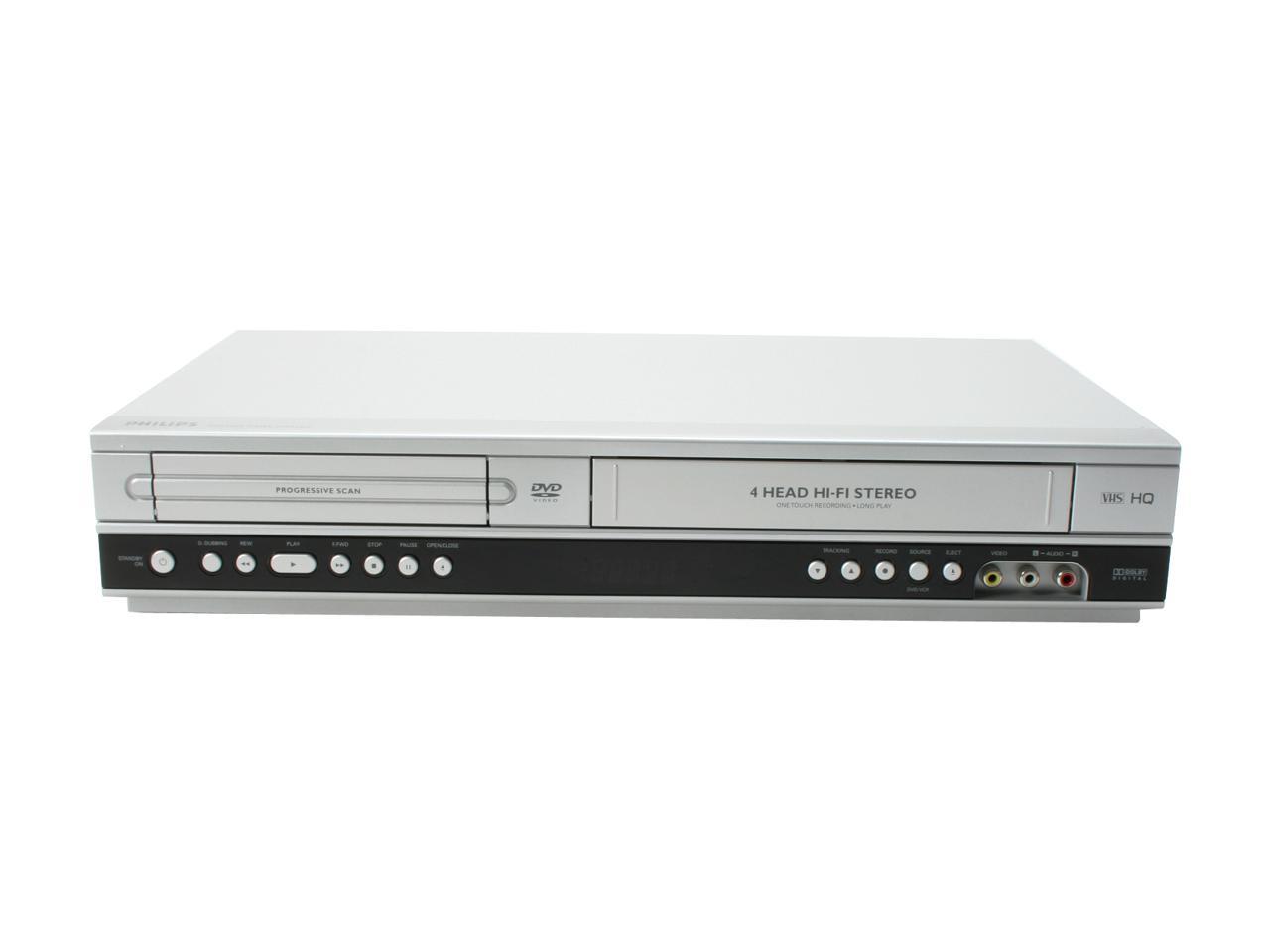 Used Philips DVP3340V DVD/VCR 4 Head Player Combo with Remote, Manual, A/V Cables and HDMI Converter - image 1 of 4