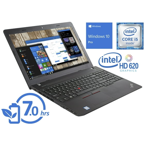UsedLenovo ThinkPad E570 Notebook, 15.6" HD Display, Intel Core i5-7200U Upto 3.1GHz, 12GB RAM, 256GB SSD, DVDRW, VGA, HDMI, Card Reader, Wi-Fi, Bluetooth, Windows 10 Pro