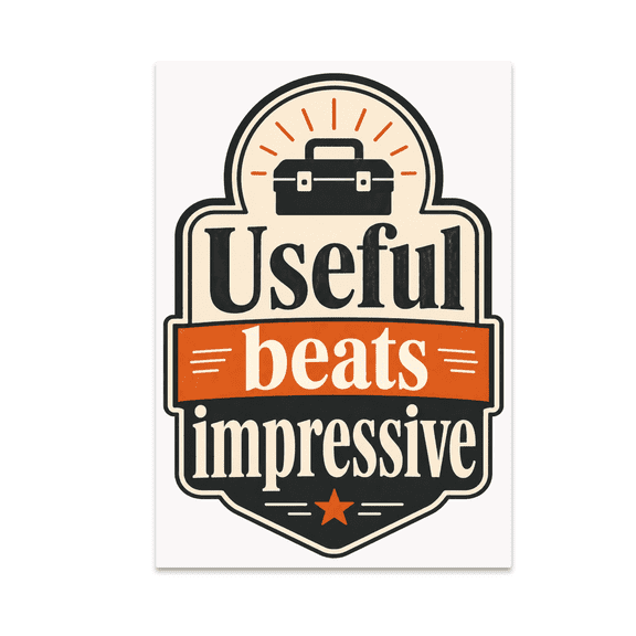 Useful Beats Impressive Vintage Wall Art - Productivity Mindset Enthusiast - 13x19 Poster Print