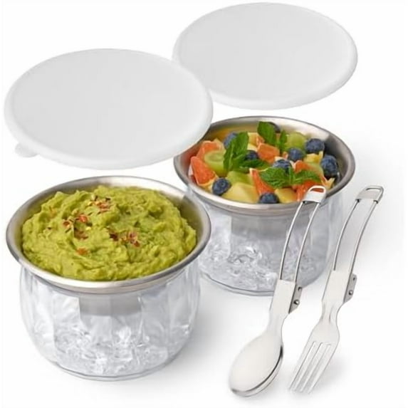 Useful Co. Dip Chiller Bowl with Lid, 20oz 2-Pack, Chilled Serving Bowls for Parties, Salsa Bowls, Cold Serving Dish for Hummus, Guacamole, Sauces, Pasta$$Home Decor, Kitchen, & Other