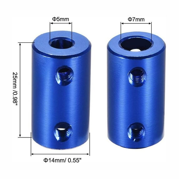 Useful Durable L25XD14 Aluminum Alloy Motor Gear Rigid Coupling Set Screw Shaft Coupler Connector Steel Transmission Connector 3D Printers Parts INNER DIAMETER 5-7MM