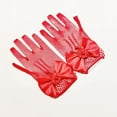 thumbnail image 1 of Useful Elegant Bow Knot Holiday Princess Birthday Party Gloves Etiquette Dress Gloves Children's Wedding Gloves Short Lace Mesh Gloves RED, 1 of 8