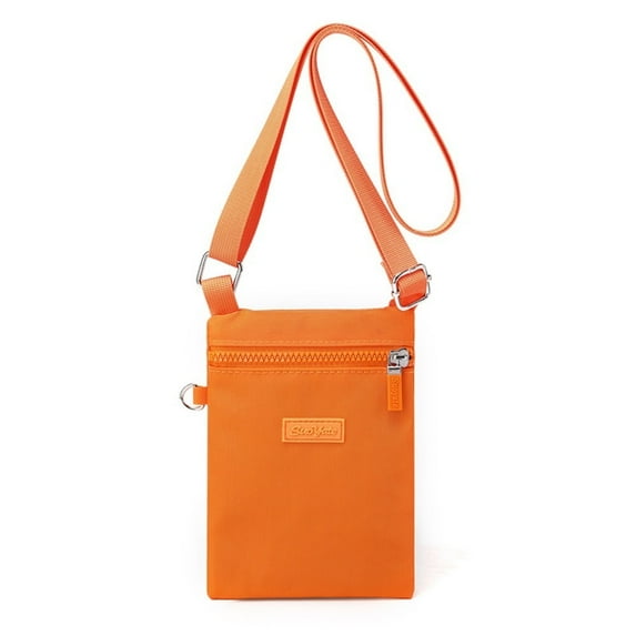 Useful Nylon Rectangle Vertical Phone Purse Cell Phone Pouch Small Crossbody Bag Mobile Phone Bag ORANGE