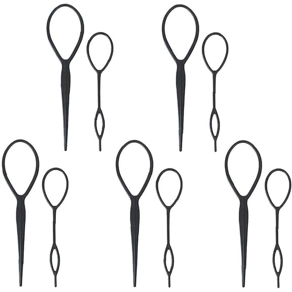 Useful and PracticalHair Braid Maker Ponytail Styling Maker Ponytail Loop Plastic Resin Hair Styling Tool Accessories Black 5 Set 10Pcs Modeling