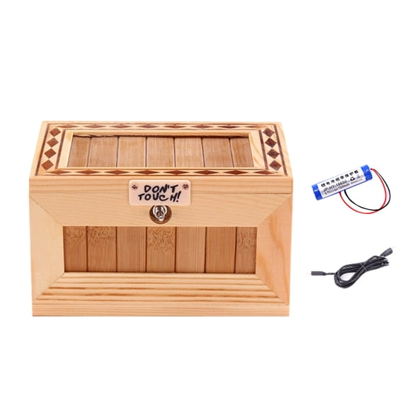Useless Box with Attitude + Cute Tiger = Endless Laughs | USB Rechargeable Wooden Surprise Machine for Office or Bedroom (Lithium Battery Style A)