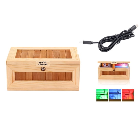 Useless Box with Attitude + Cute Tiger = Endless Laughs | USB Rechargeable Wooden Surprise Machine for Office or Bedroom (Style B,Large)