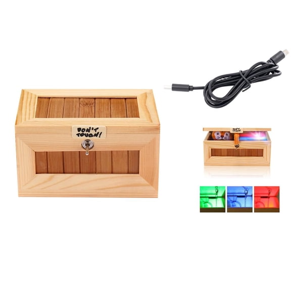 Useless Box with Attitude + Cute Tiger = Endless Laughs | USB Rechargeable Wooden Surprise Machine for Office or Bedroom (Style B,Small)