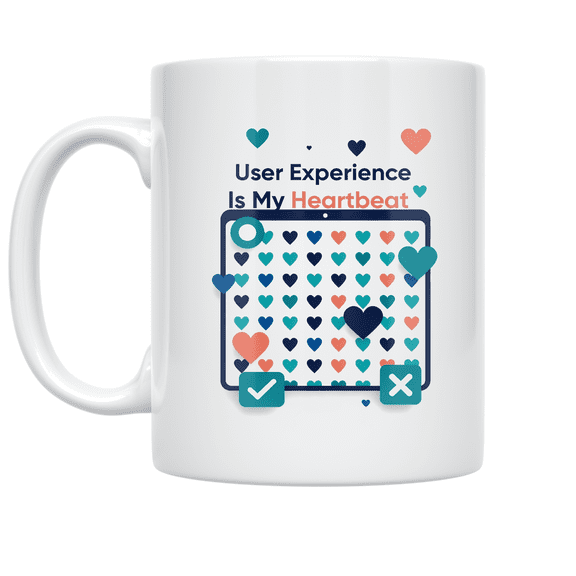 User Experience Is My Heartbeat - UX/UI Design Enthusiast - 11 oz Ceramic Coffee Mug