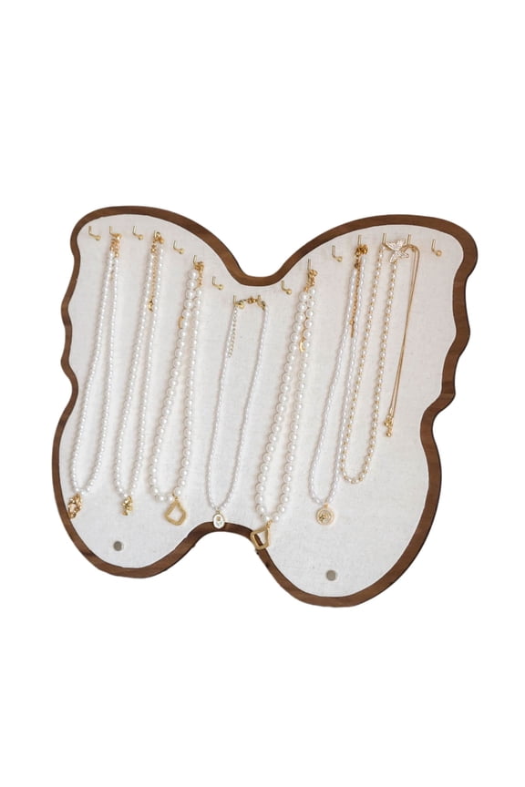 User Friendly Linen Wooden Jewelry Hanger Butterfly Themed Wall Decors For Necklace Bracelet Storage And Showcase