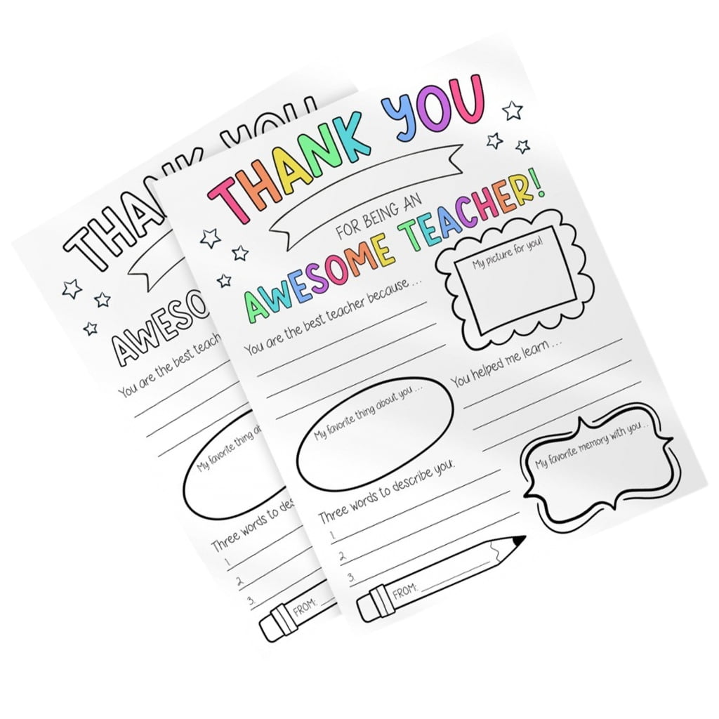 User Friendly Teacher Appreciation Week Coloring Cards With Custom Messages  Student Crafted Gift For Educators All Grade Level - Walmart.com, image size:1024x1024