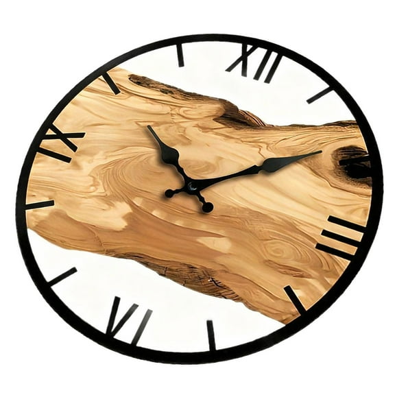 User Friendly Wood Metal Wall Clock with Noiseless Movements Ticking Clock Home Wall Decoration for Living Room Bedroom