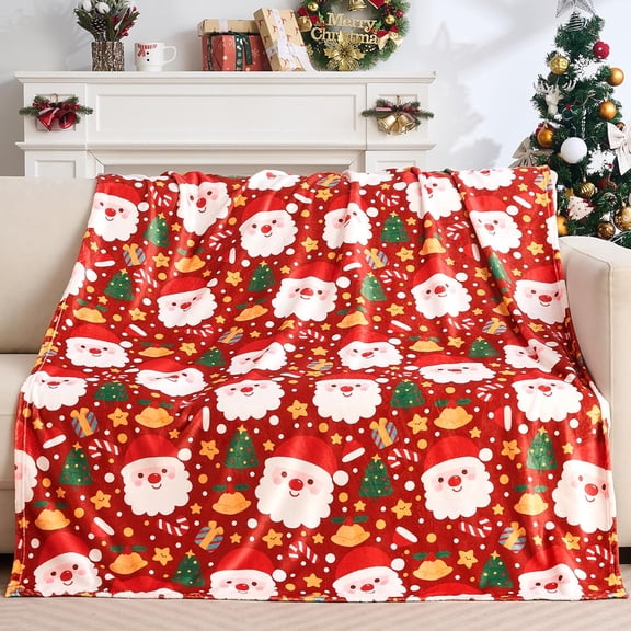 Users'' Christmas Blanket - Santa Claus & Snowman Pattern, Soft & Warm for Couch & Bed, 50x60 Inch