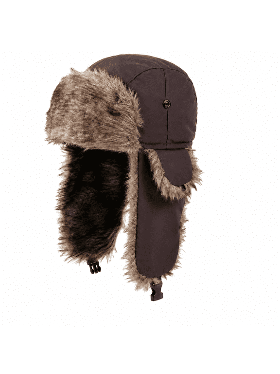 Ushanka Russian Hat with Aviator Ear Flaps Soft Synthetic Plush Trim and Polyester Shell with Buckle for Women and Men Fall and Mild Winter Daily Wear