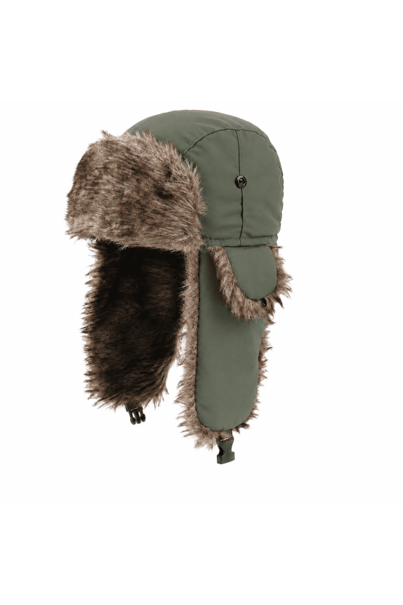 Ushanka Russian Hat with Aviator Ear Flaps Soft Synthetic Plush Trim and Polyester Shell with Buckle for Women and Men Fall and Mild Winter Daily Wear