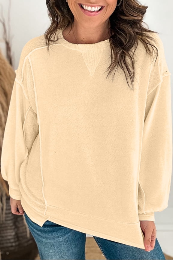 Beige Spliced Pullover - Effortless Chic for Any Occasion!