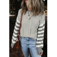 thumbnail image 1 of Ushdele Chic Gray Stripe Sweater: Drop Shoulder, Stay Trendy!, 1 of 8