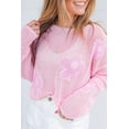 thumbnail image 1 of Ushdele Chic Light Pink Floral Knit Sweater - Spring Style Elegance!, 1 of 8