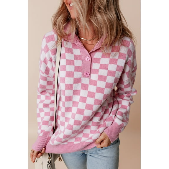 Ushdele Chic Plaid V-Neck Sweater: Warm, Stylish, Cozy!
