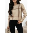 thumbnail image 1 of Ushdele Chic Plaid Knit Sweater: Drop Shoulder, Timeless Elegance, 1 of 8