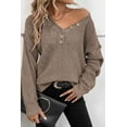thumbnail image 1 of Ushdele Chic Solid V-Neck Sweater | Drop Shoulder Comfort | Women's Must-Have, 1 of 8