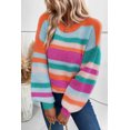 thumbnail image 1 of Ushdele Chic Striped Sweater: Drop Shoulder, Puff Sleeves – Instant Style!, 1 of 8