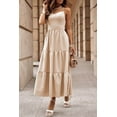 thumbnail image 1 of Ushdele Elegant Oatmeal Maxi Dress with Crossover Backless Design, 1 of 8