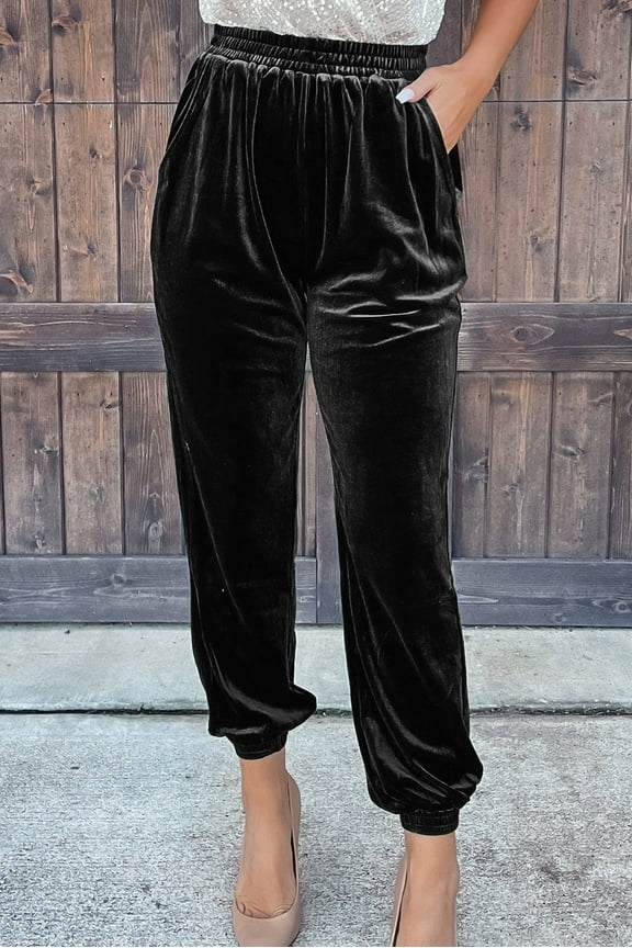 Elegant Velvet Jogger Pants - High Waist Comfort for Every Occasion!