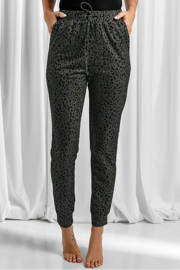 Elevate Your Style: Black Leopard Joggers - Comfort Fit, Stretch!