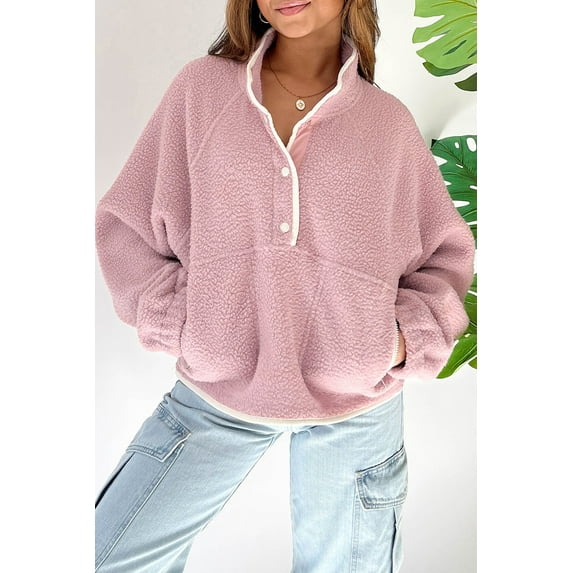 Ushdele Flirty Fushia Zip Pocket Long Sleeve Sweatshirt - All Sizes Adored!