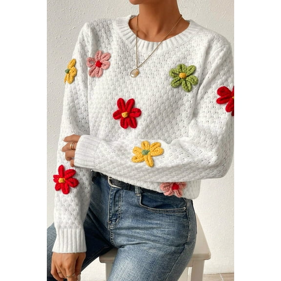 Ushdele Floral Knit Sweater: Spring Must-Have, Trendy Fit!