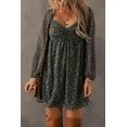 thumbnail image 1 of Ushdele Khaki Floral Ruffle Tiered V-Neck Dress: Elegance for Every Day, 1 of 8