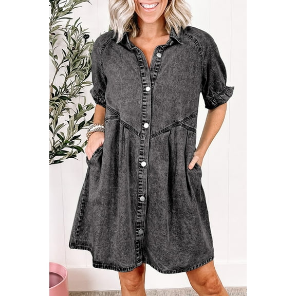 Ushdele Retro Wash Denim Dress: Timeless Chic for Modern Women