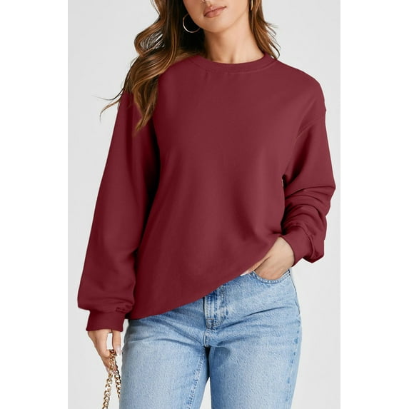 Ushdele Revamp Your Wardrobe: Chic Burgundy Drop-Shoulder Pullover!