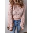thumbnail image 1 of Ushdele Vintage Plaid Puff Sleeves Sweater - Stylish Crop for Women, 1 of 8