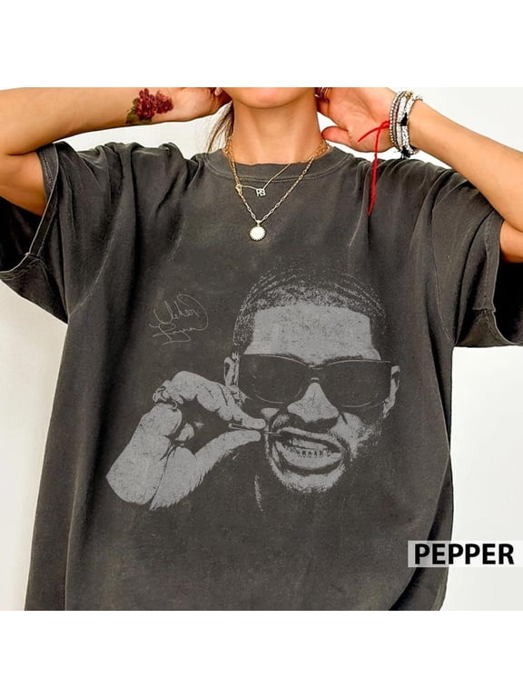 Usher 2026 Tour Vintage Unisex T-Shirt, Gift For Fan,Charcoal Color,Size XL