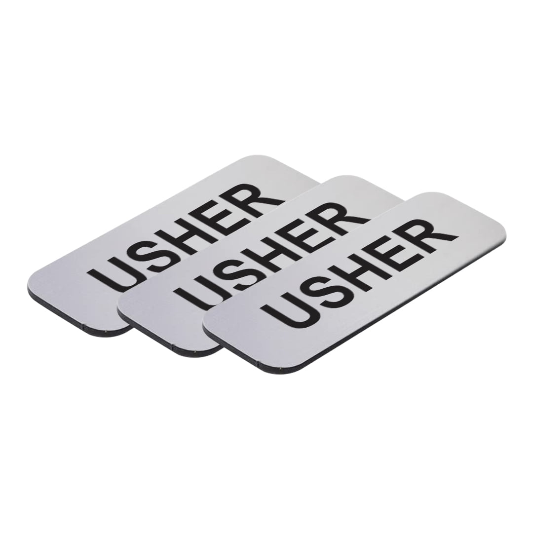 Usher Name Tag - Pack of 3 (Brushed Silver) - Walmart.com