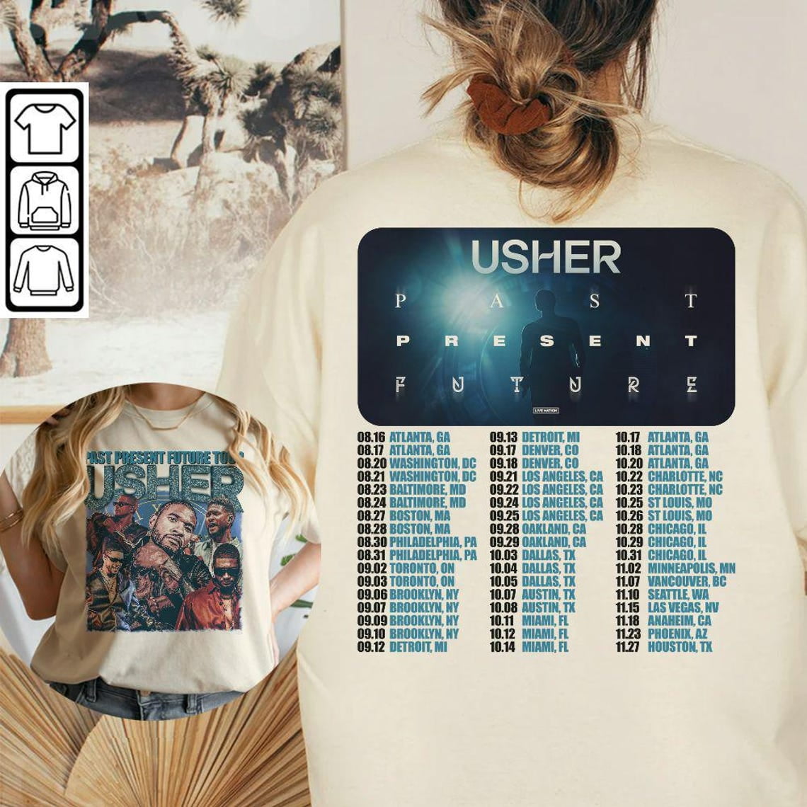 Usher Past Present Future Tour 2025 2 Side Shirt, Usher Coming Home