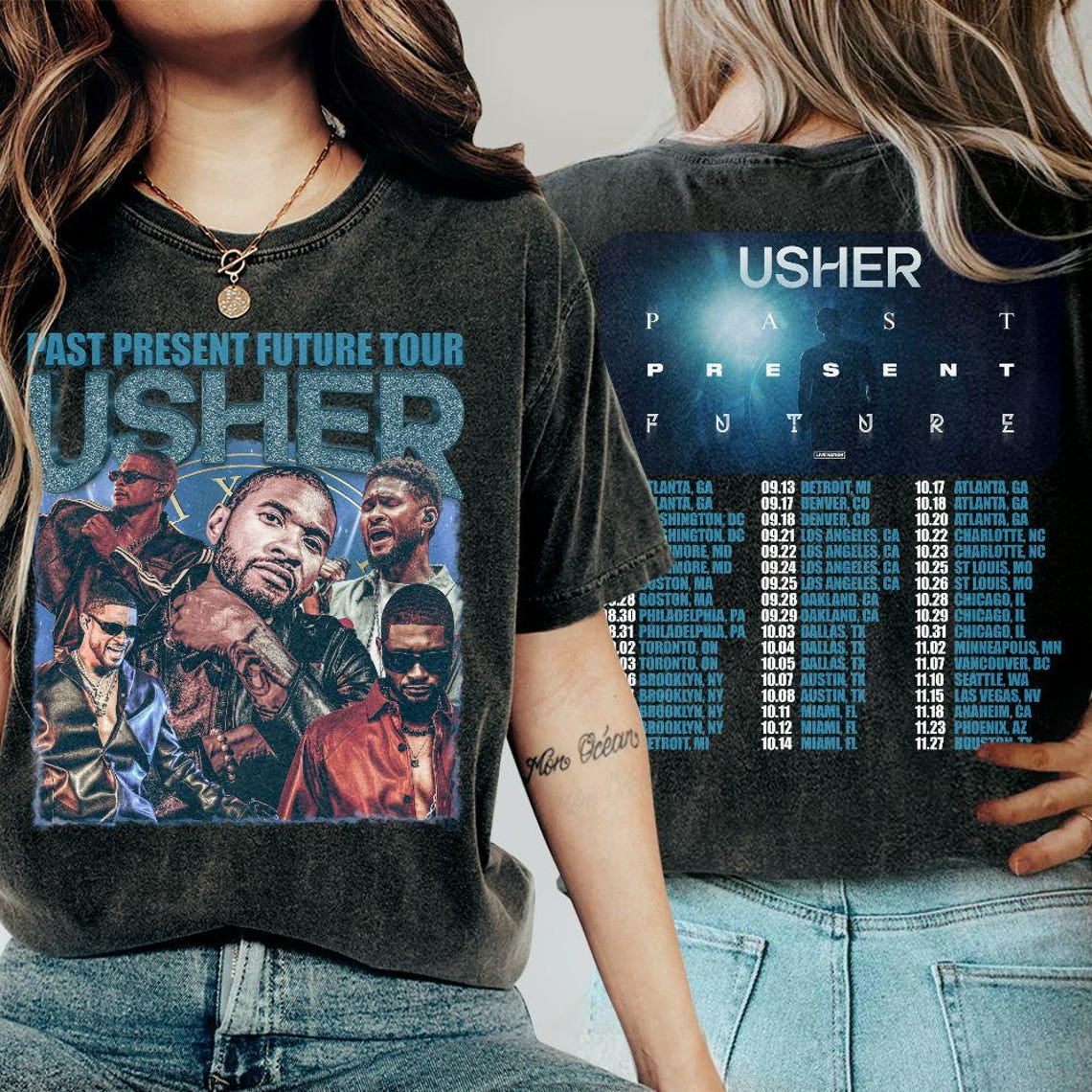 Usher Past Present Future Tour 2025 Shirt, Usher Coming Home Tour Shirt