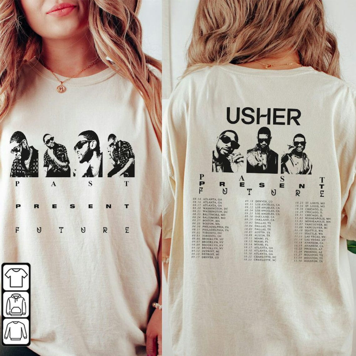 Usher Tour 2024 Shirt, Past Present Vintage Music, Usher Tour 2024