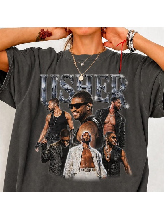Usher Tour Tee, Vintage Concert T-Shirt, Usher Fan Shirt, R&B Music Lover Gift,Charcoal Color,Size XL