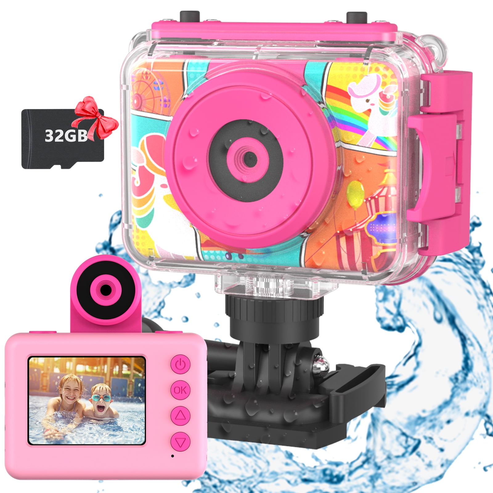 Ushining Waterproof Kids Camera, 180° Rotatable, 20MP, Digital Toy ...