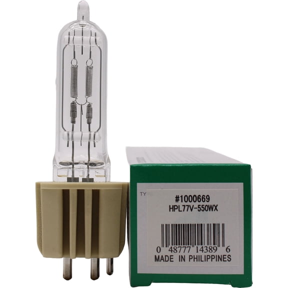 Ushio HPL 550W 77X+ Stage & Studio Lamp, Extended 2000-Hour Lifespan, Energy Efficient & Long-Lasting Performance – Model 1000669 - 1 Unit per pack