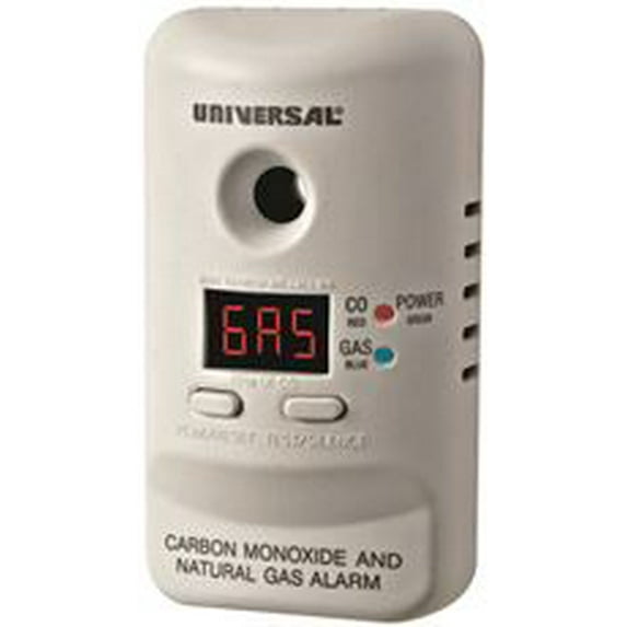 Usi Plug In Combination Carbon Monoxide And Natural Gas Detector With Digital Display And 9 Volt Battery Back Up, 120 Volt