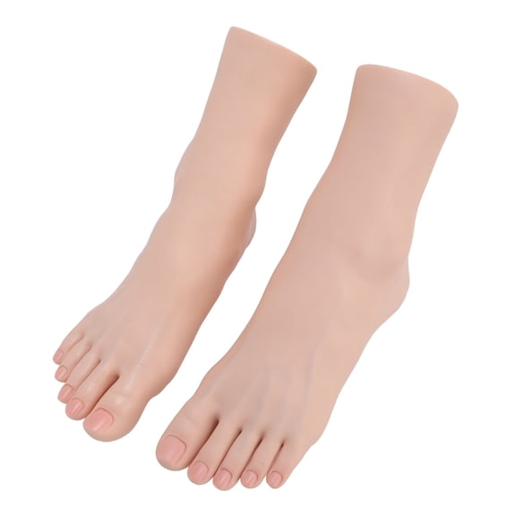 UsilkU 1 Pair Realistic Silicone Simulation Foot Model Soft Touch Massage Technique Practice Nail Art Display Dummy (17.72 inches / 45 cm) for Pedicure Training, Photography and Salon Displays
