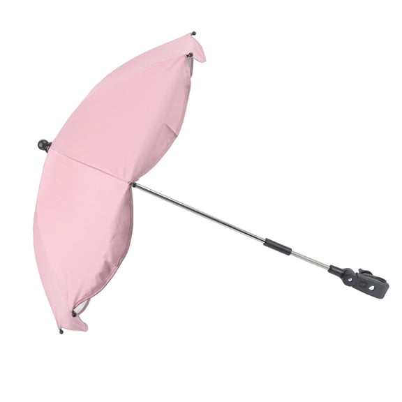 UsilkU 14 Inches / 35.5 cm Universal Clip-On Stroller Umbrella Parasol UV Blocking Silver Glue Sun Shade Adjustable Waterproof Canopy Accessory, Pink