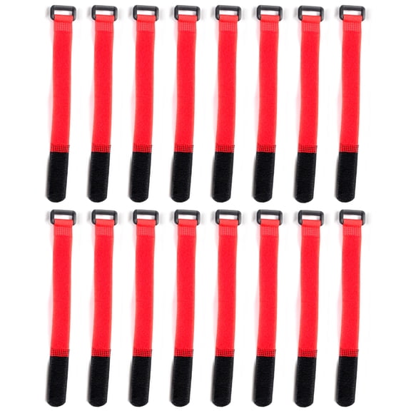 UsilkU 16-Piece Heavy-Duty Fishing Rod Straps & Fastening Ties, Adjustable Hook and Loop Protective Bands for Rod Holders, 5.91 Inches / 15.0 cm, Vibrant Red