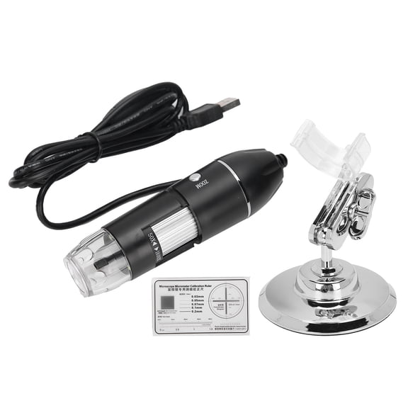 UsilkU 1600X USB Digital Microscope Adjustable 8LED Portable Electronic Microscope with Stand Magnifier, 15-40mm Focus Range for Windows Android, 15.00x10.00x6.00 inches / 38.1x25.4x15.2 cm