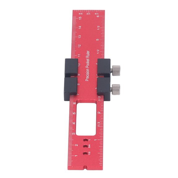 UsilkU 160mm Aluminum Alloy Precise Track Marking Woodworking Ruler Woodworking Scribing Square with Slide Stop Red and Black 6.3 inches / 16.0 cm